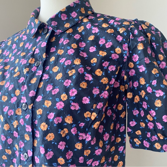 No. 6 Store floral puff sleeve button down shirt - Picture 4 of 6